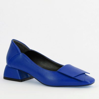 Pantofi Damă cu Toc Jos din Piele Ecologică Albastru (BS500D2404207)