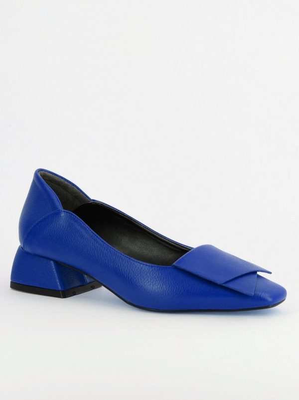 Uncategorized - Pantofi Damă cu Toc Jos din Piele Ecologică Albastru (BS500D2404207)