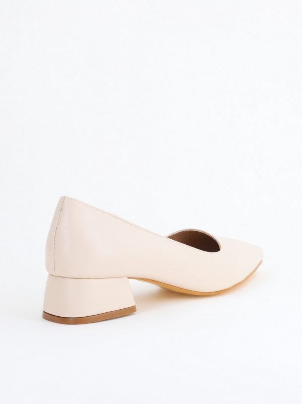 Pantofi Damă cu Toc Jos din Piele Ecologică Bej mat (BS020AY2405467) 126