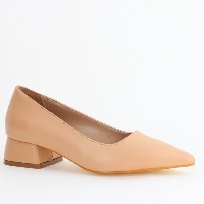 Pantofi Damă cu Toc Jos din Piele Ecologică Nud mat (BS020AY2405469)