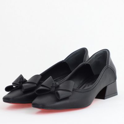 Pantofi Damă cu Toc Jos din Piele Ecologică cu fundiță Roz (BS502D2405409)