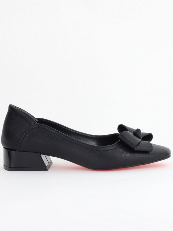 Pantofi Damă cu Toc Jos din Piele Ecologică cu fundiță Negru (BS502D2405297) 121