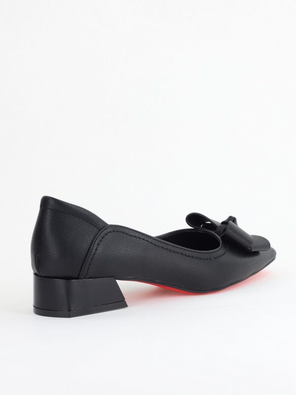 Pantofi Damă cu Toc Jos din Piele Ecologică cu fundiță Negru (BS502D2405297) 123