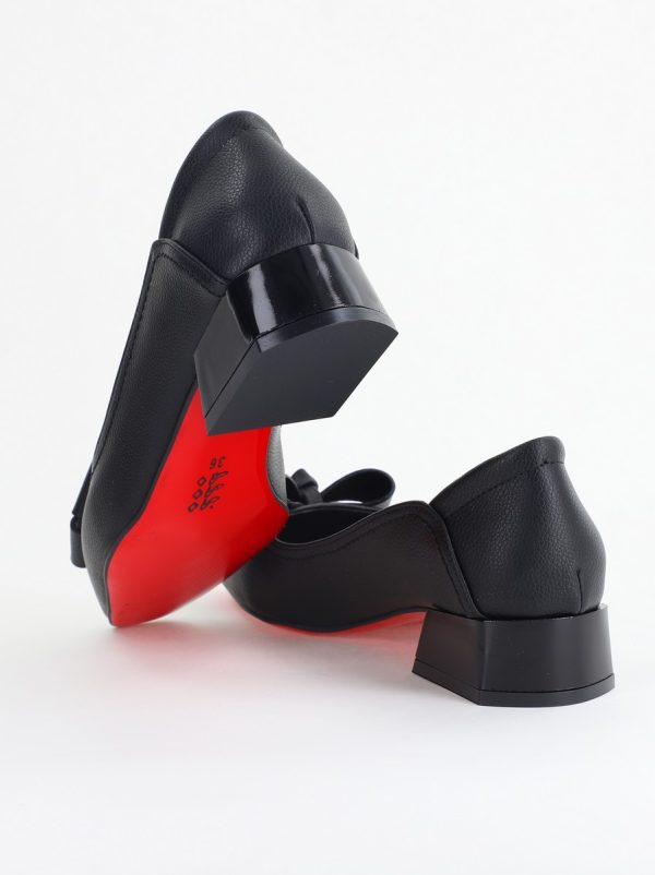 Pantofi Damă cu Toc Jos din Piele Ecologică cu fundiță Negru (BS502D2405297) 120