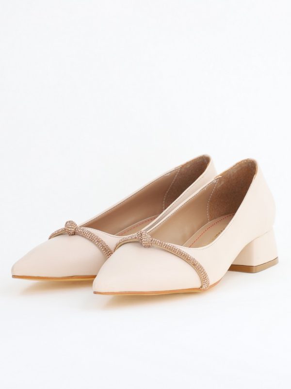 Pantofi Damă cu Toc Jos din Piele Ecologică culoare Bej (BS021AY2405463) 119