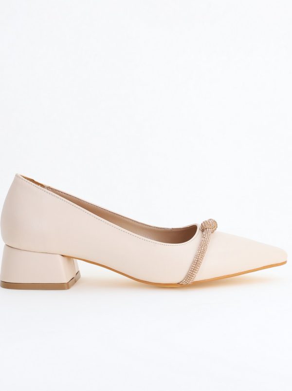 Pantofi Damă cu Toc Jos din Piele Ecologică culoare Bej (BS021AY2405463) 120