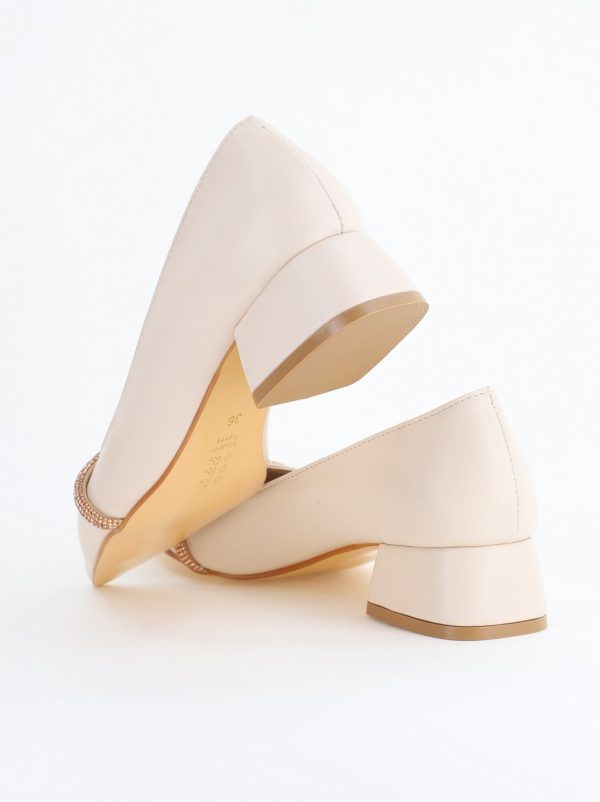 Pantofi Damă cu Toc Jos din Piele Ecologică culoare Bej (BS021AY2405463) 123