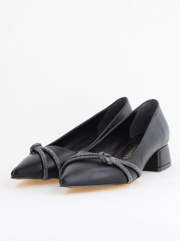 Pantofi Damă cu Toc Jos din Piele Ecologică cu pietricele culoare Negru (BS023AY2405455) 120