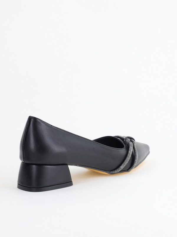 Pantofi Damă cu Toc Jos din Piele Ecologică cu pietricele culoare Negru (BS023AY2405455) 126