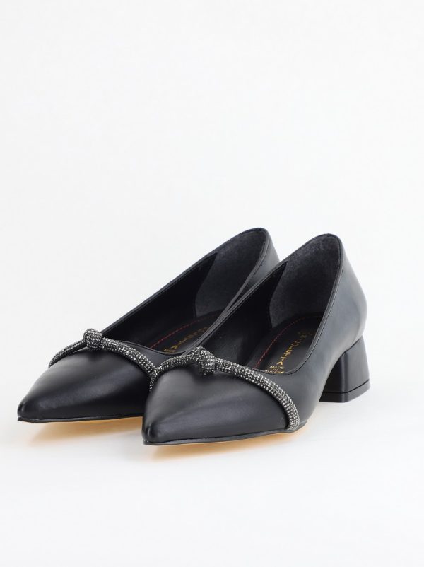Pantofi Damă cu Toc Jos din Piele Ecologică culoare Negru (BS021AY2405464) 119