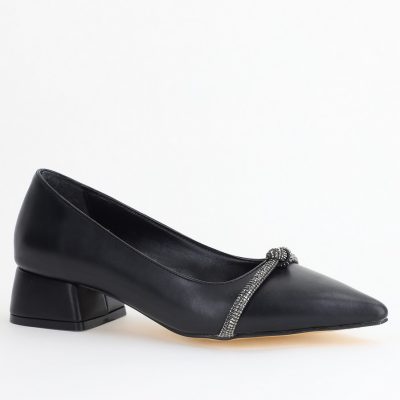 Pantofi Damă cu Toc Jos din Piele Ecologică culoare Negru (BS021AY2405464)