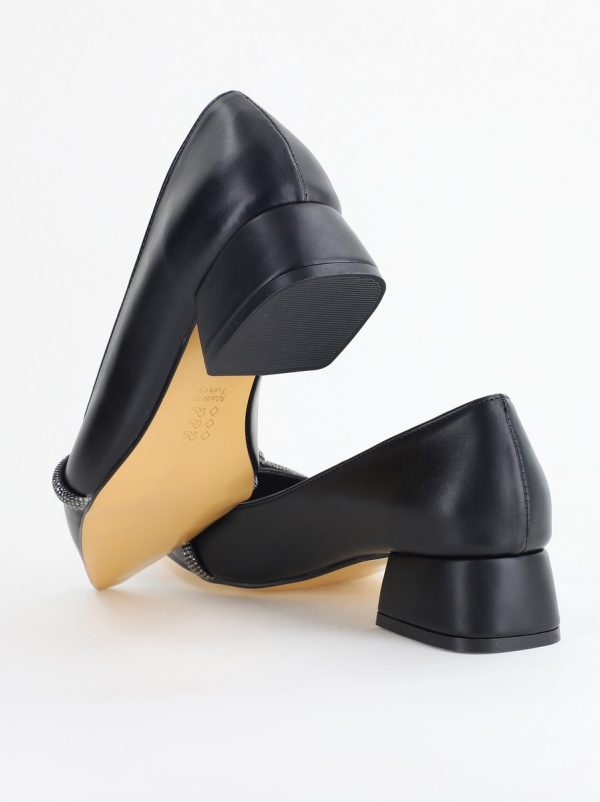 Pantofi Damă cu Toc Jos din Piele Ecologică culoare Negru (BS021AY2405464) 123
