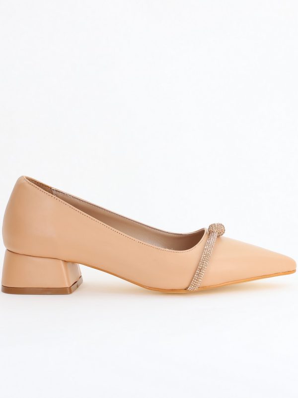 Pantofi Damă cu Toc Jos din Piele Ecologică culoare Nud (BS021AY2405460) 124