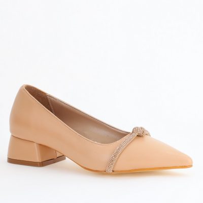 Pantofi Damă cu Toc Jos din Piele Ecologică culoare Nud (BS021AY2405460)