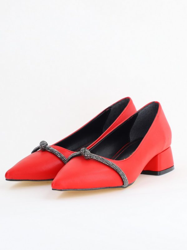 Pantofi Damă cu Toc Jos din Piele Ecologică culoare Roșu (BS021AY2405461) 120