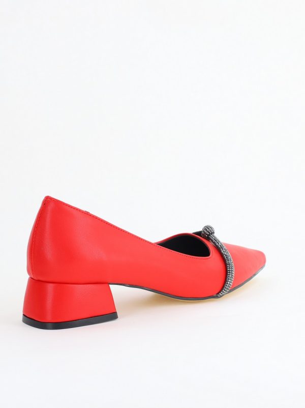 Pantofi Damă cu Toc Jos din Piele Ecologică culoare Roșu (BS021AY2405461) 126