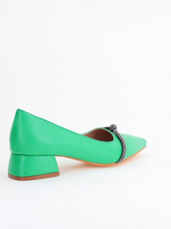 Pantofi Damă cu Toc Jos din Piele Ecologică culoare Verde (BS021AY2405462) 126