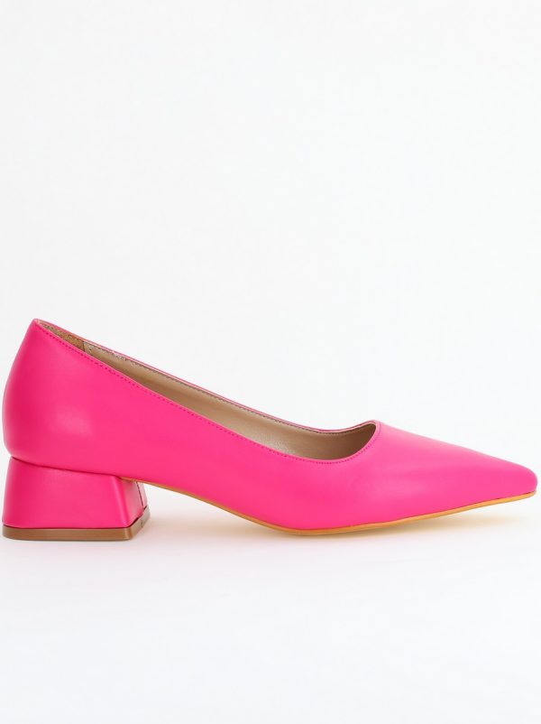 Pantofi Damă cu Toc Jos din Piele Ecologică Fuchsia mat (BS020AY2405468) 124