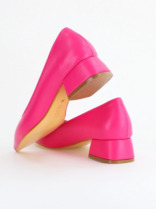 Pantofi Damă cu Toc Jos din Piele Ecologică Fuchsia mat (BS020AY2405468) 122