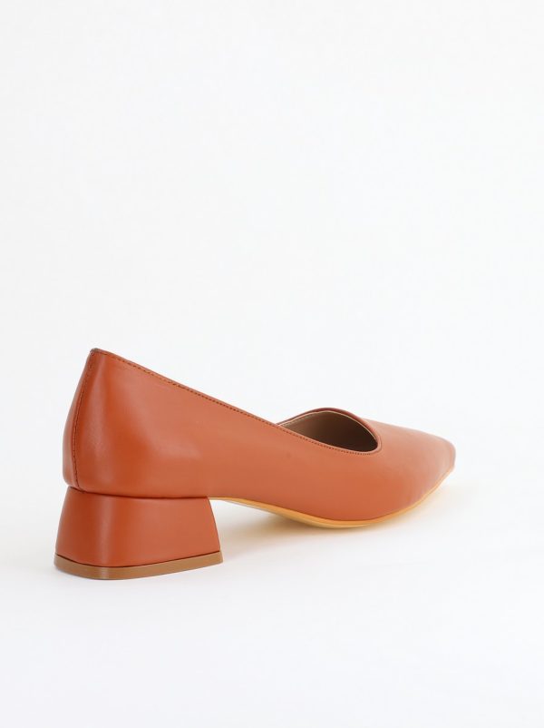 Pantofi Damă cu Toc Jos din Piele Ecologică Maro mat (BS020AY2405472) 126