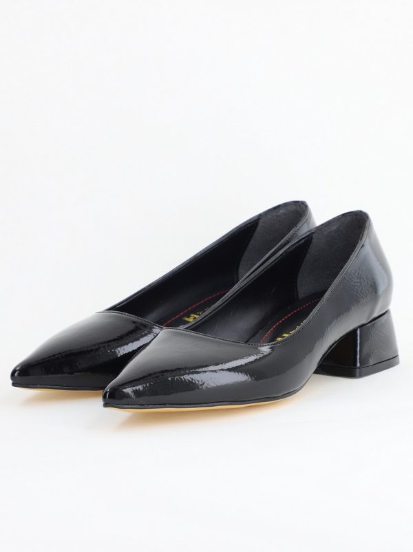 Pantofi Damă cu Toc Jos din Piele Ecologică Negru lac (BS020AY2405465) 120