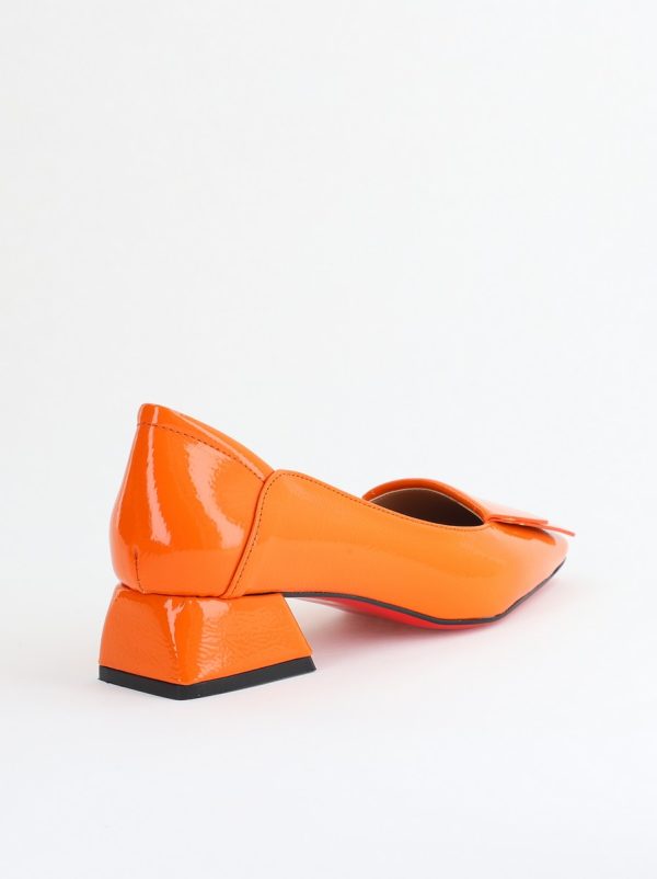 Pantofi Damă cu Toc Jos din Piele Ecologică Alb Lac (BS500D2405479) 123
