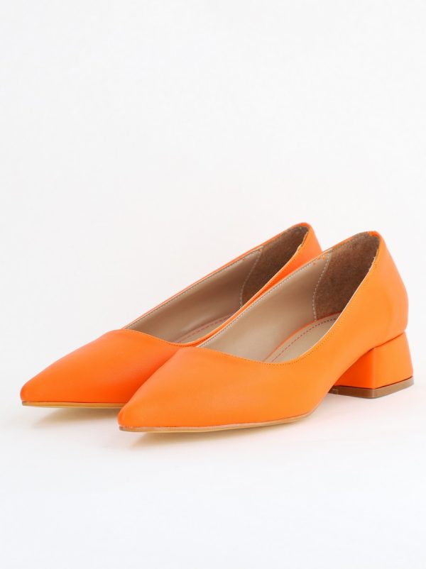 Pantofi Damă cu Toc Jos din Piele Ecologică Portocaliu mat (BS020AY2405470) 120