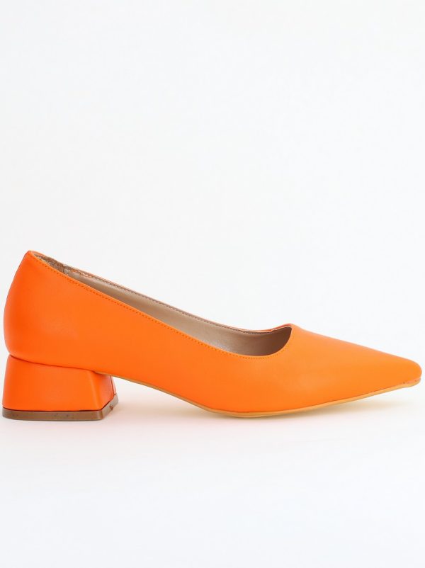 Pantofi Damă cu Toc Jos din Piele Ecologică Portocaliu mat (BS020AY2405470) 124