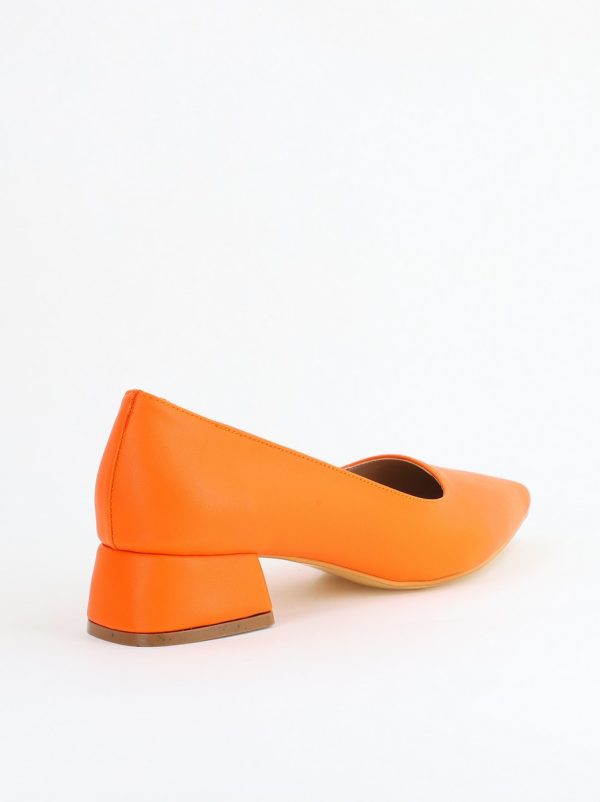 Pantofi Damă cu Toc Jos din Piele Ecologică Portocaliu mat (BS020AY2405470) 126