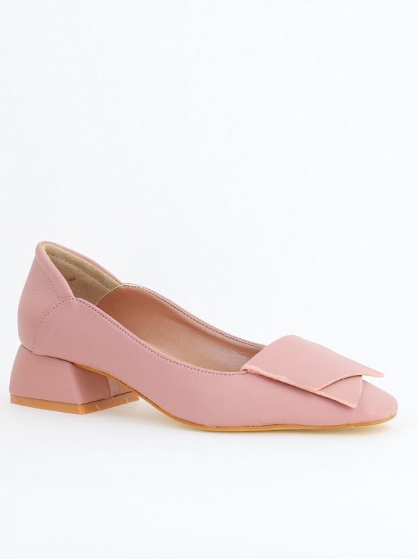 Incaltaminte Dama - Pantofi Damă cu Toc Jos din Piele Ecologică Rose (BS500D2405288)