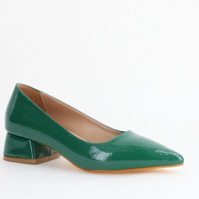 Pantofi Damă cu Toc Jos din Piele Ecologică Verde lac (BS020AY2405474)