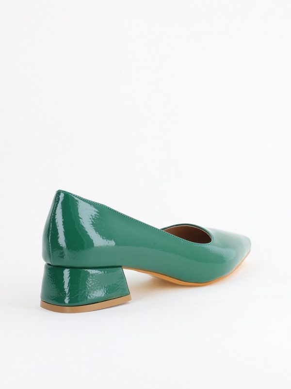 Pantofi Damă cu Toc Jos din Piele Ecologică Verde lac (BS020AY2405474) 126