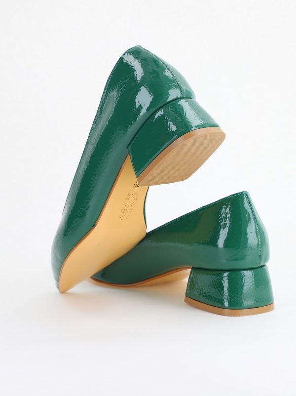 Pantofi Damă cu Toc Jos din Piele Ecologică Verde lac (BS020AY2405474) 122