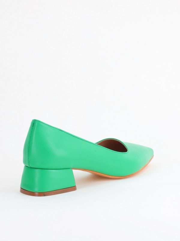 Pantofi Damă cu Toc Jos din Piele Ecologică Verde mat (BS020AY2405471) 126