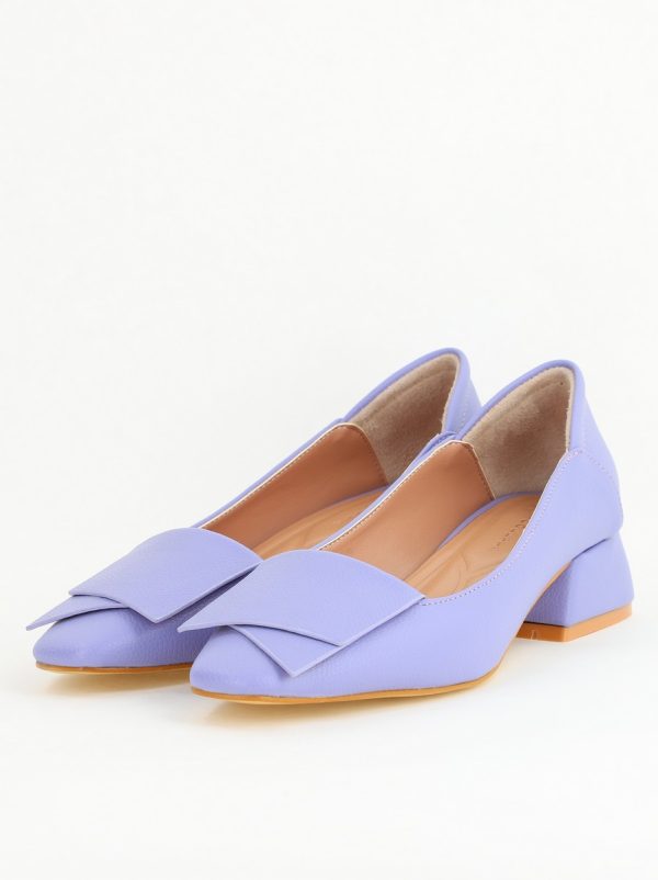 Pantofi Damă cu Toc Jos din Piele Ecologică Violet (BS500D2405289) 120