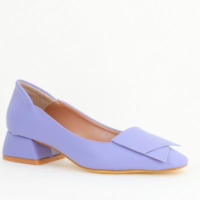 Pantofi Damă cu Toc Jos din Piele Ecologică Violet (BS500D2405289)