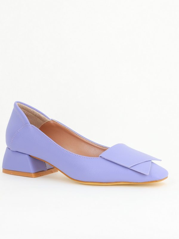Incaltaminte Dama - Pantofi Damă cu Toc Jos din Piele Ecologică Violet (BS500D2405289)