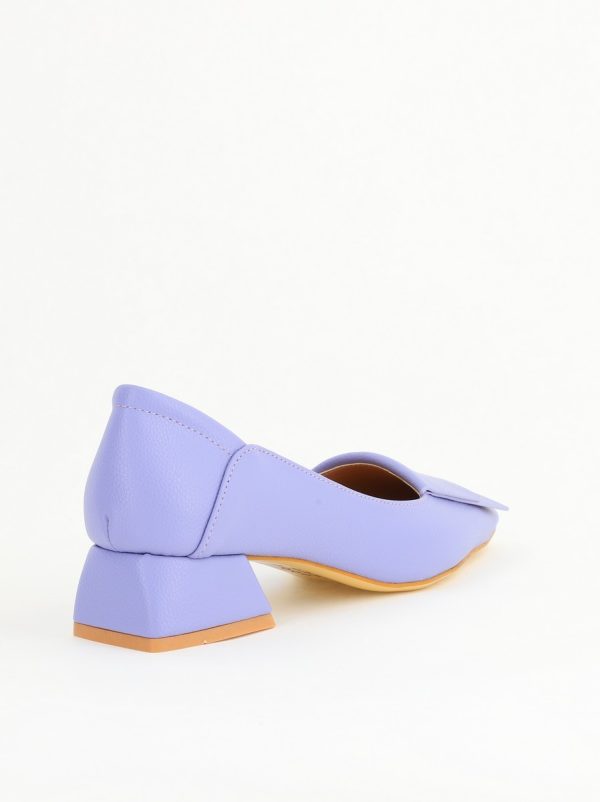 Pantofi Damă cu Toc Jos din Piele Ecologică Violet (BS500D2405289) 124