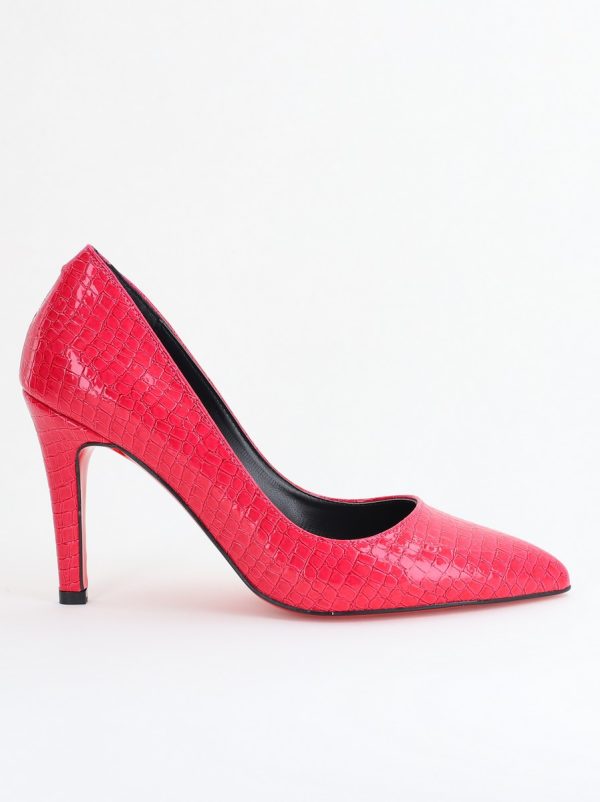 Pantofi Dama cu Toc Subtire Stiletto Piele Ecologică texturată Fuchsia (BS799AY2405291) 122