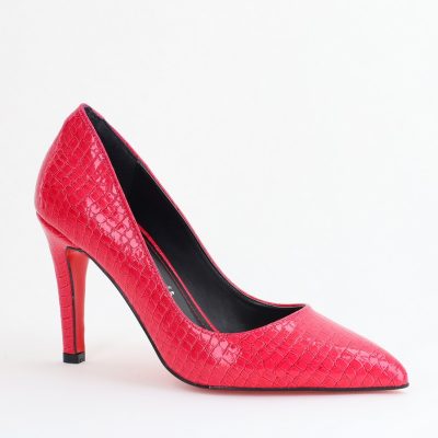 Pantofi Dama cu Toc Subtire Stiletto Piele Ecologică texturată Fuchsia (BS799AY2405291)