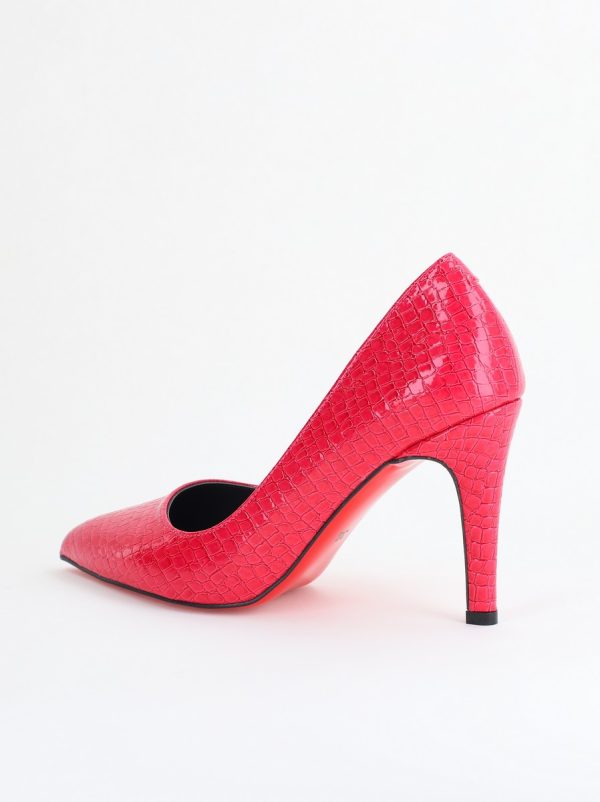 Pantofi Dama cu Toc Subtire Stiletto Piele Ecologică texturată Fuchsia (BS799AY2405291) 125