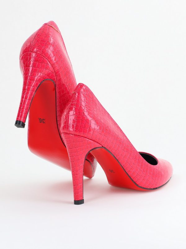 Pantofi Dama cu Toc Subtire Stiletto Piele Ecologică texturată Fuchsia (BS799AY2405291) 120