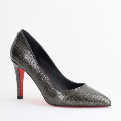 Pantofi Dama cu Toc Subtire Stiletto Piele Ecologică Platină (BS799AY2405290)