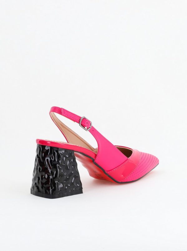 Pantofi Dama decupați cu Toc Piele Ecologica cu perforații fuchsia mat BS771AY2404239 126