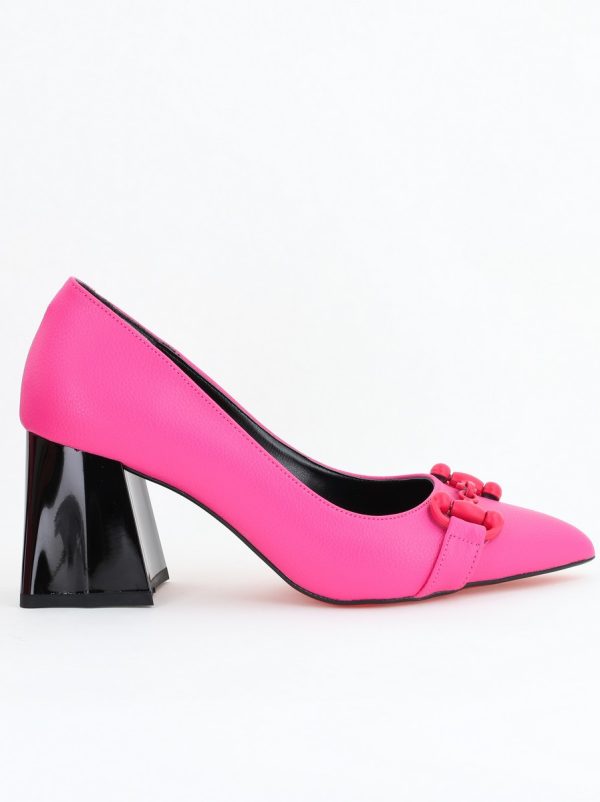 Pantofi Fuchsia cu Toc Gros Piele Ecologică Varf Ascutit - BS732NAY2404215 120