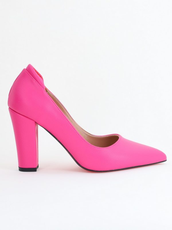 Pantofi pentru Femei cu Toc Gros Piele Ecologică Varf Ascutit culoare Fuchsia - BS980AY2405425 124