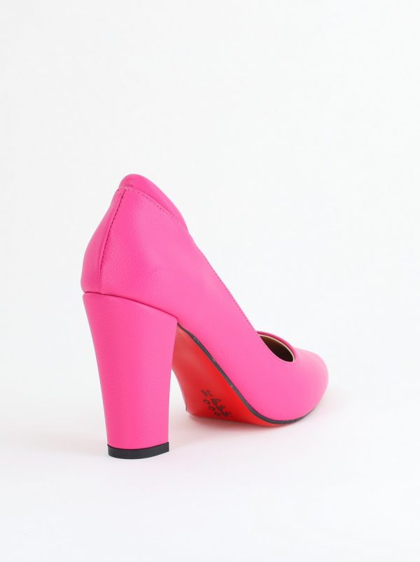 Pantofi pentru Femei cu Toc Gros Piele Ecologică Varf Ascutit culoare Fuchsia - BS980AY2405425 127