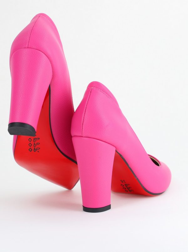 Pantofi pentru Femei cu Toc Gros Piele Ecologică Varf Ascutit culoare Fuchsia - BS980AY2405425 122