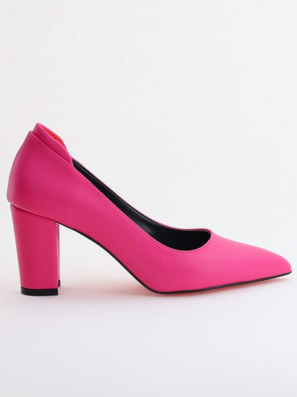 Pantofi pentru Femei cu Toc Gros Piele Ecologică Varf Ascutit culoare Fuchsia - BS980KAY2405512 121