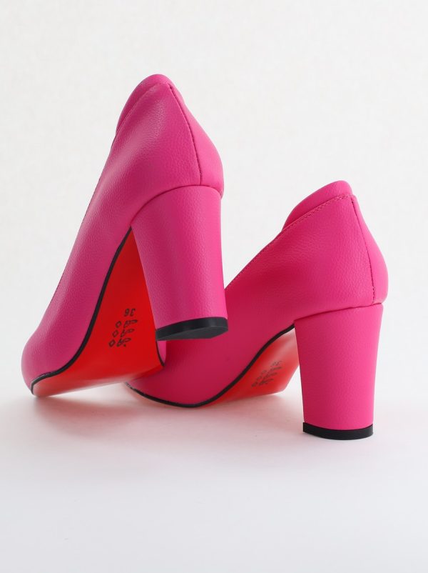 Pantofi pentru Femei cu Toc Gros Piele Ecologică Varf Ascutit culoare Fuchsia - BS980KAY2405512 120